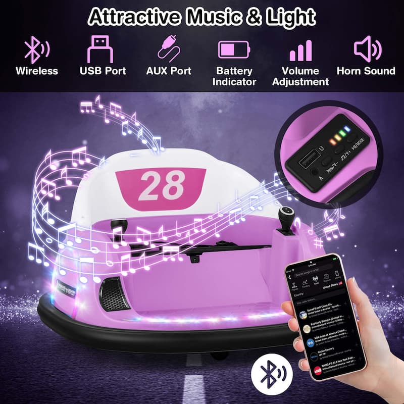 Spin Kids Bumping Car Electric Ride on Bumper Car w/ Remote Control