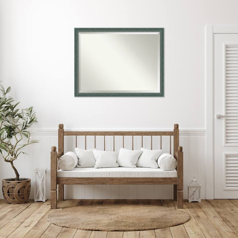 Upcycled Beveled Wood Framed Wall Mirror