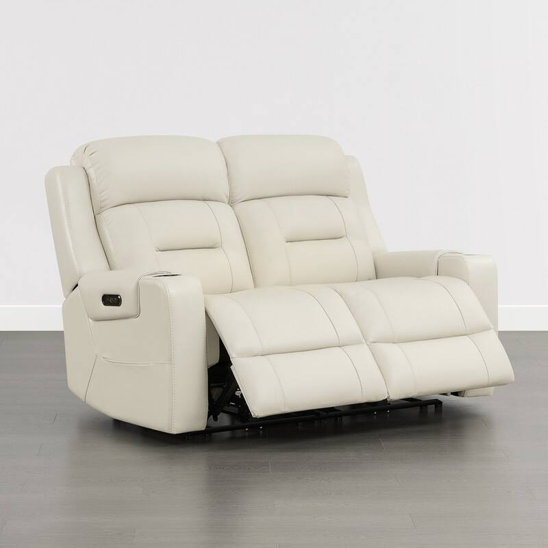 Spruce & Spring Genuine Leather Power Reclining Sofa with Wireless Charging