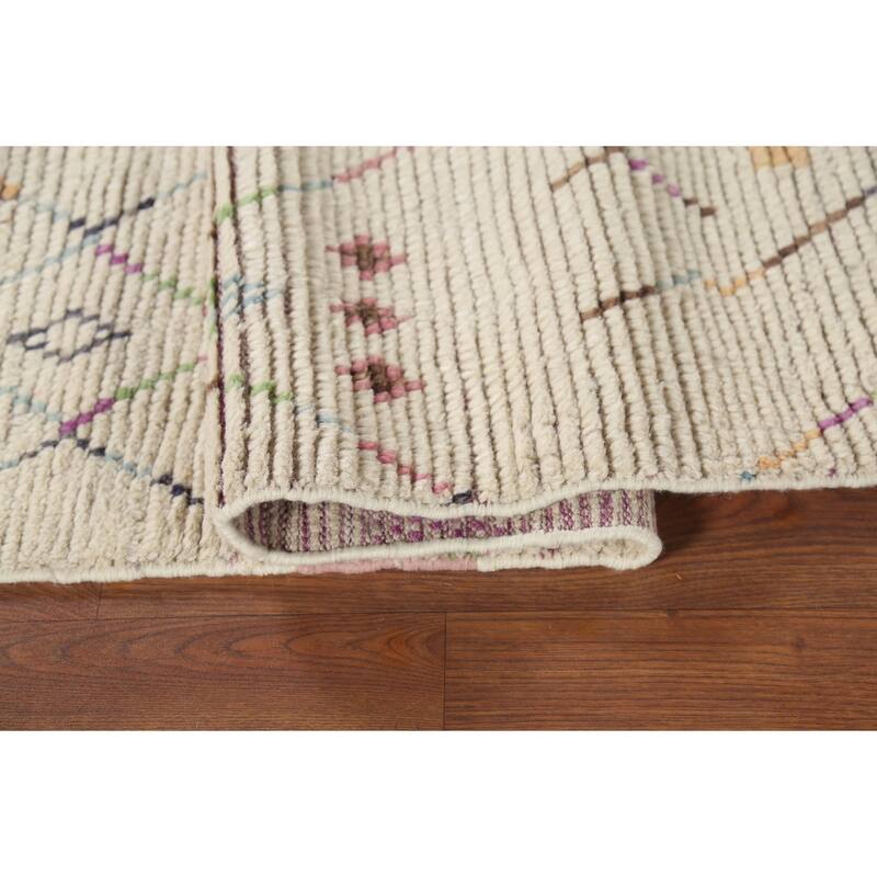 Geometric Moroccan Area Rug Handmade Wool Carpet - 5'10"x 9'9"