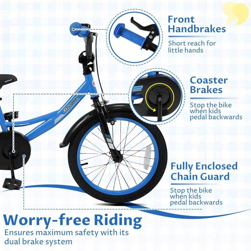 Costway 14" Kids Bike with Removable Training Wheels Adjustable Seat & - See Details