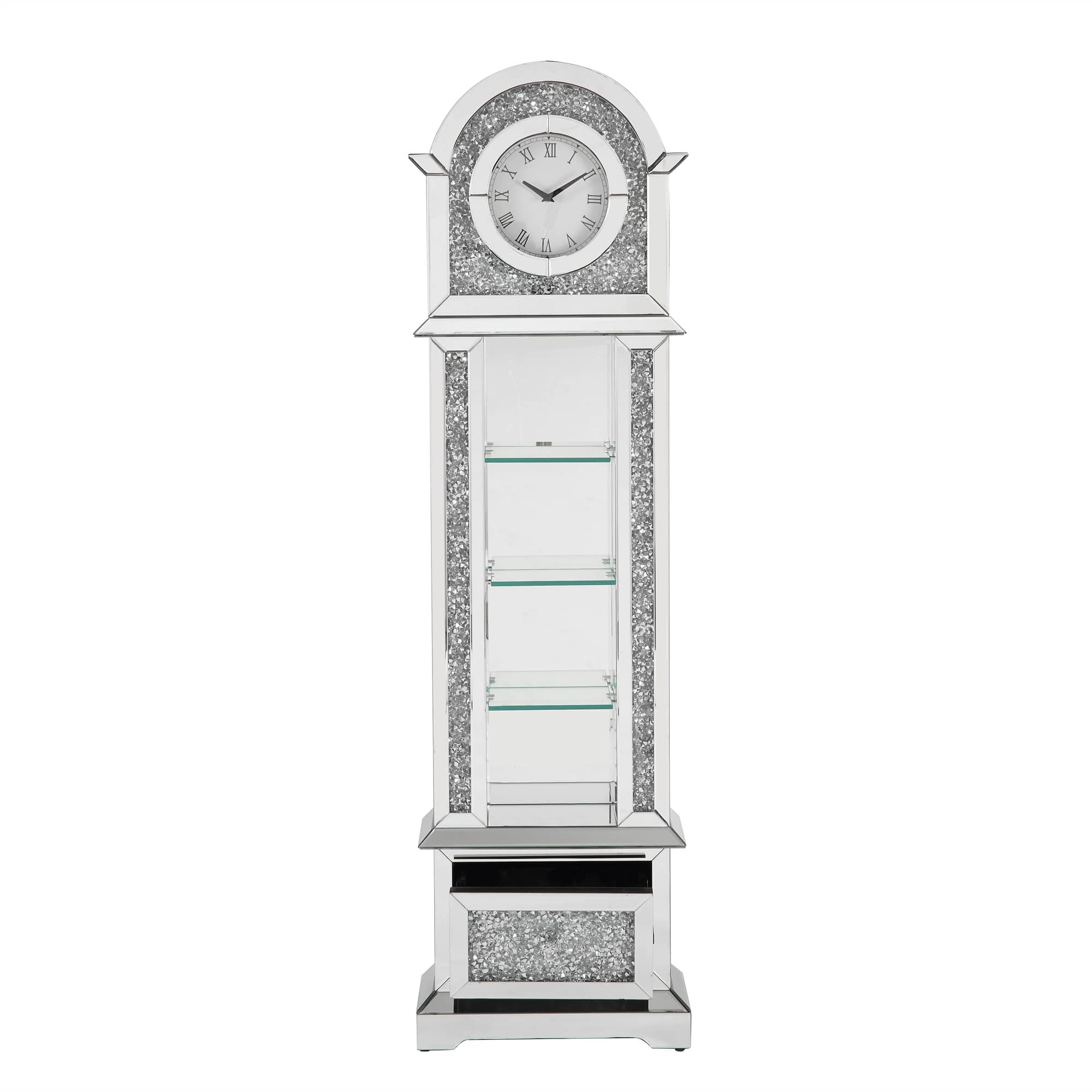Grandfather Clock with LED Mirrored and Faux Diamonds Bed Bath