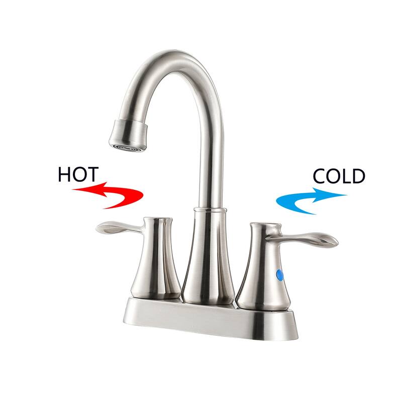 Topcraft 4-Inch Wide Double Handle Bathroom Faucet with Pop-Up Drainer