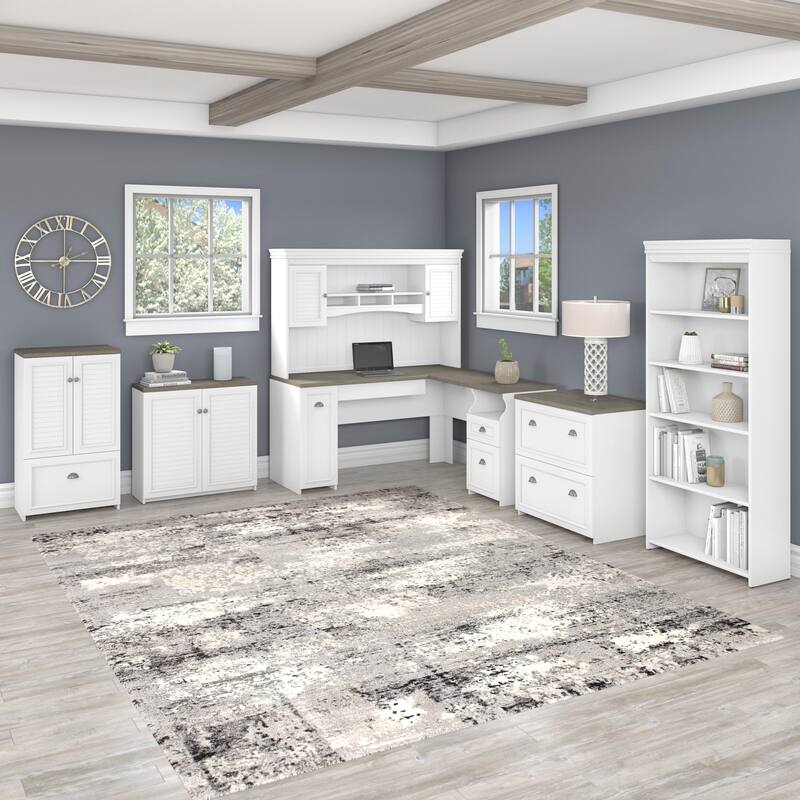 Fairview 60W Desk with Hutch, and Storage Set by Bush Furniture