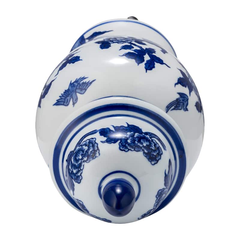 Sagebrook Home Chinoiserie Blue & White Ceramic Lidded Jar