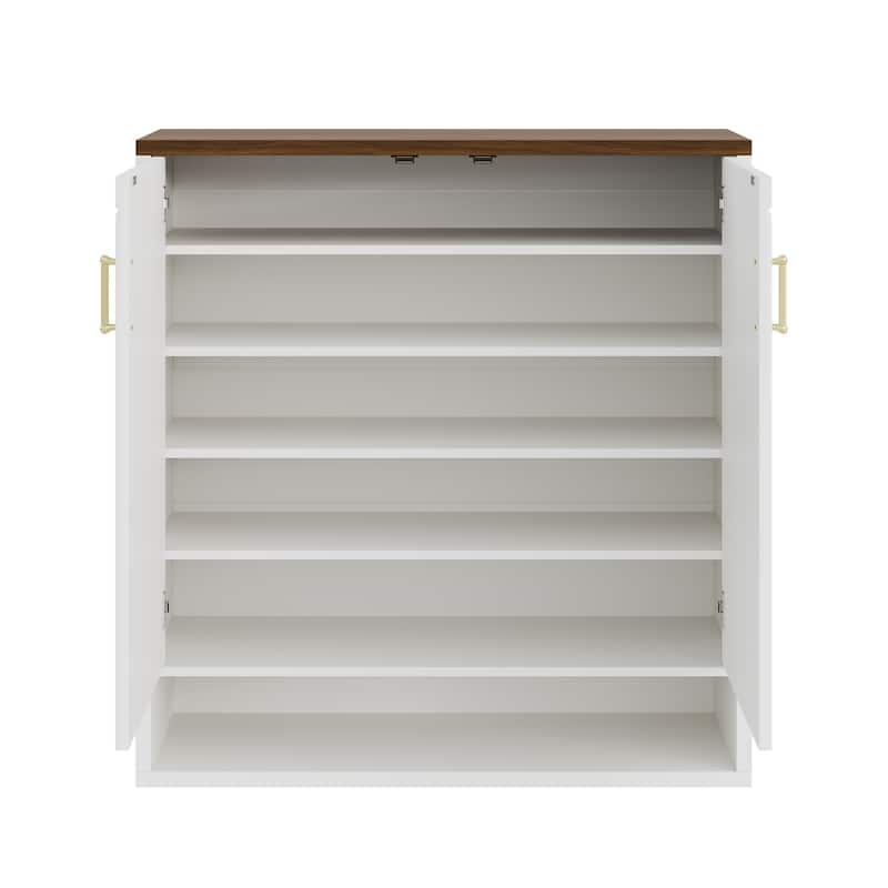 24 Pair Shoe Storage Cabinet with Adjustable Shelves, Hidden Shoe Organizer for Entryway, Foyer, Hallway