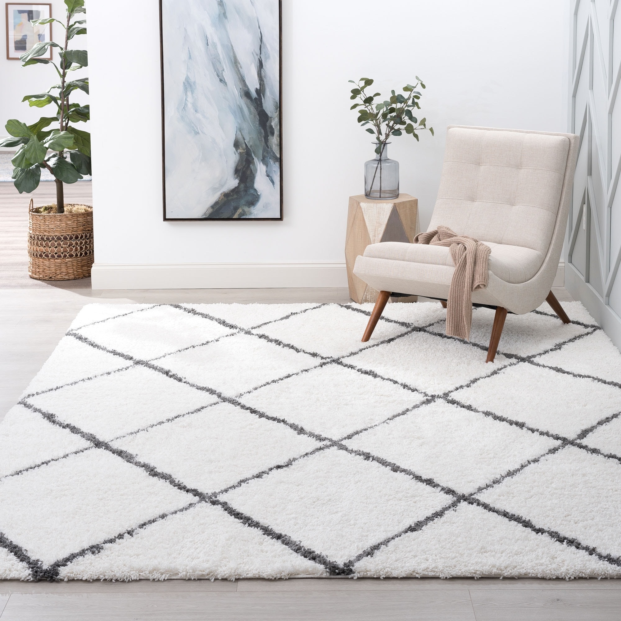 Joy Shag Moroccan Stripe Indoor Area Rug