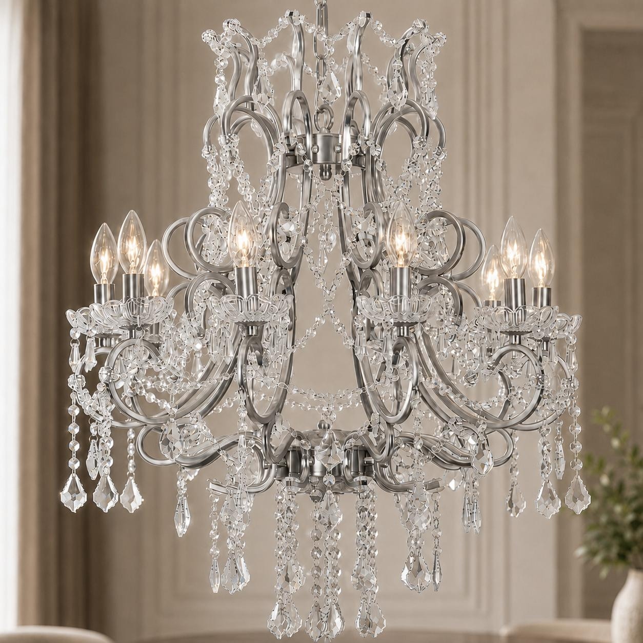 Maxax 10 - Light Candle Style Classic/Traditional Chandelier With Accents