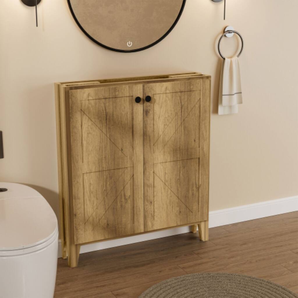 GDFStudio - Aero Modern Mid-Century Foldable Bathroom Vanity with Soft Close Function & Amper Storage Spaces, WITHOUT Sink