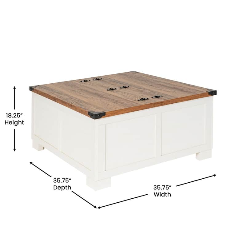 Farmhouse Coffee Table with Hinged Lift Top and Storage