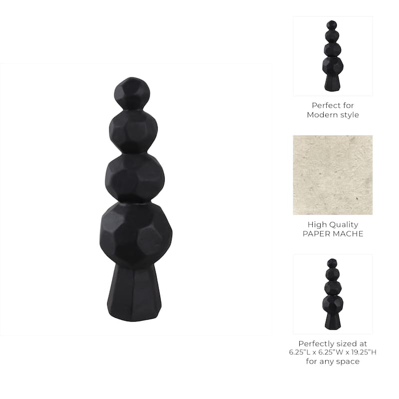 Pottery and Paper Mache Modern Geometric Sculpture with Stacked Design