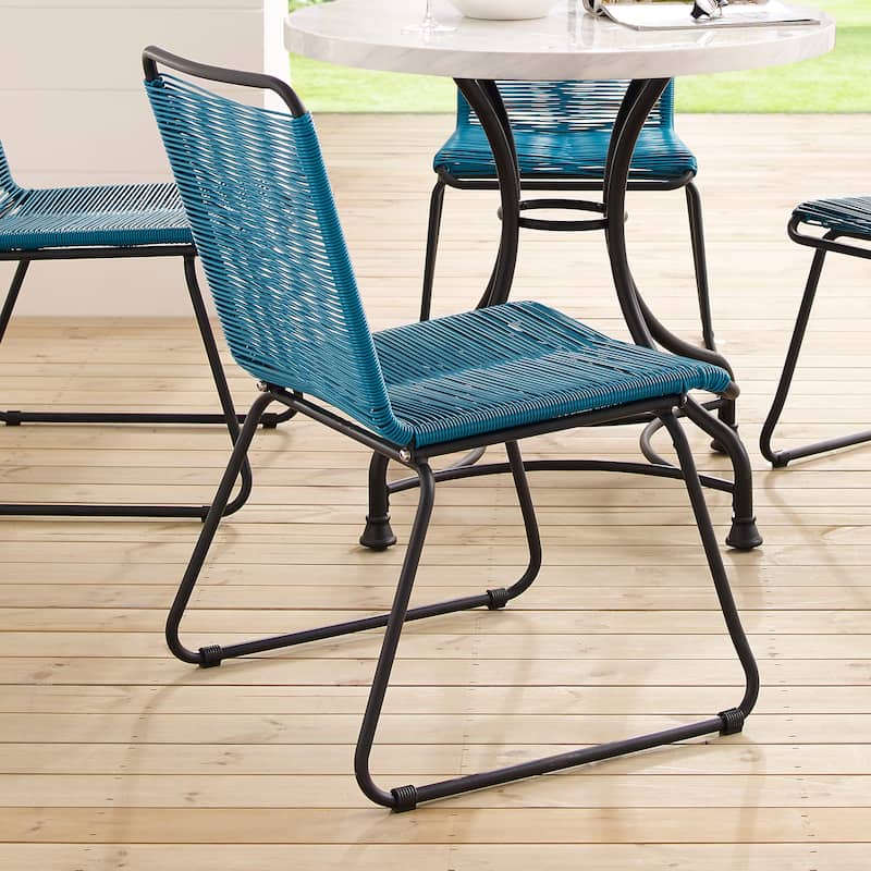 Corvus Sarcelles Woven Wicker Patio Dining Chairs(Set of 4)
