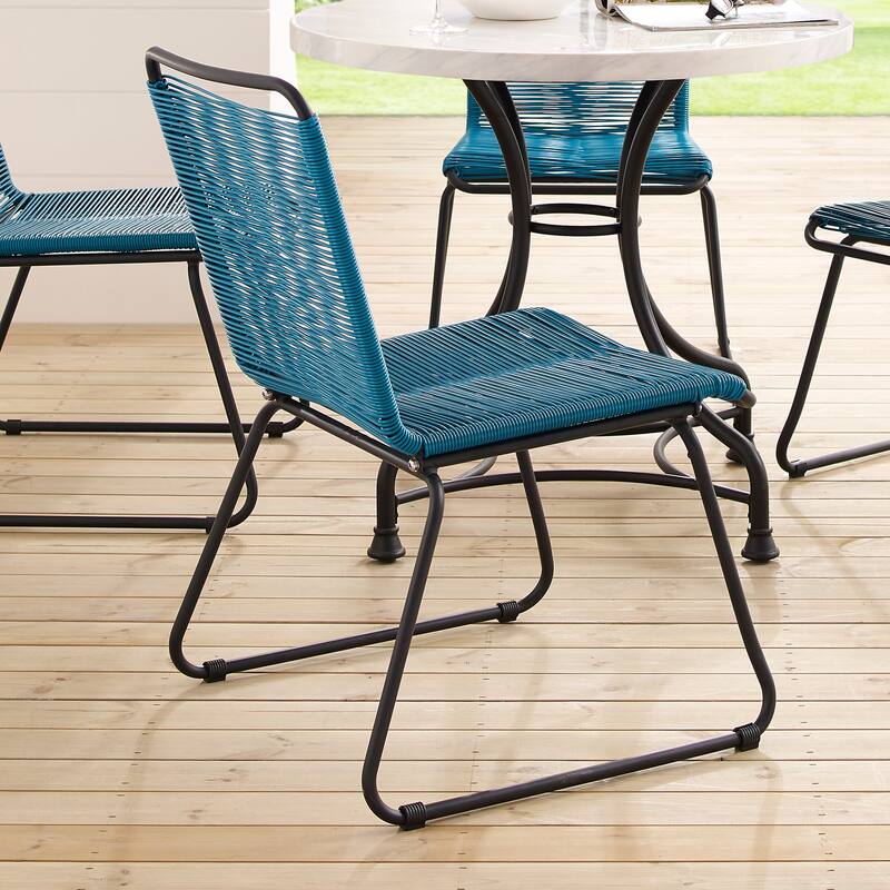 Sarcelles Woven Wicker Patio Dining Chairs by Corvus (Set of 4)
