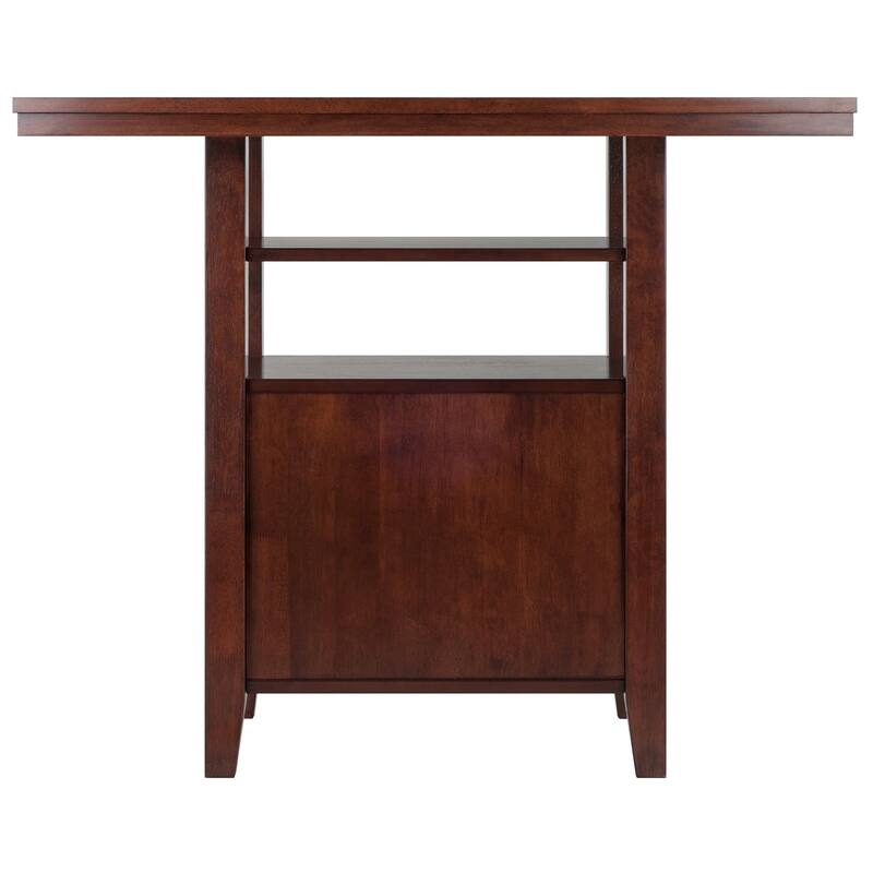 41.5" Walnut Wood High Table with Cabinet and Shelf