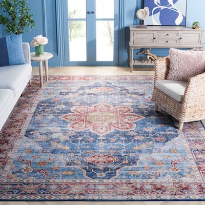 SAFAVIEH Tucson Machine Washable Slip Resistant Boel Oriental Medallion Rug