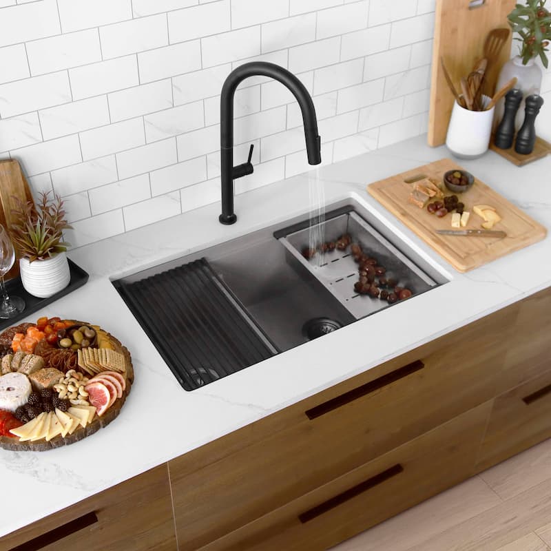 Waterton Composite Granite Dual mount 30 inch Double-Bowl kitchen Sink - 30" x 18" x 9.50"