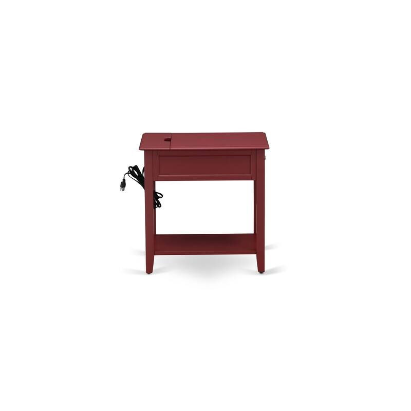 East West Furniture Denison Night Stand - Rectangle Modern End Table with a Drawer for Bedroom, 24x19 Inch, (Finish Options)