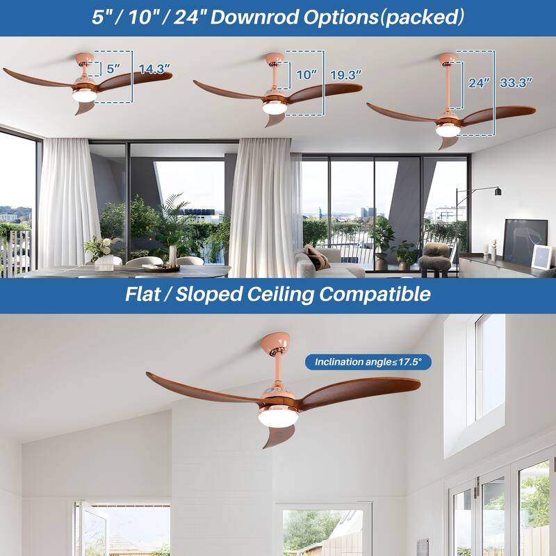 Sofucor 18" Wood Beaded Ceiling Fan with Light & Remote,Flush Mount Chandelier Fan with 6-Speed Reversible Caged Ceiling Fan