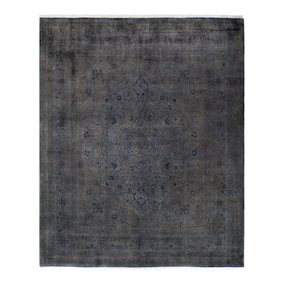 Overton Hand Knotted Wool Vintage Inspired Modern Contemporary Overdyed Gray Area Rug - 8' 3" x 10' 2"