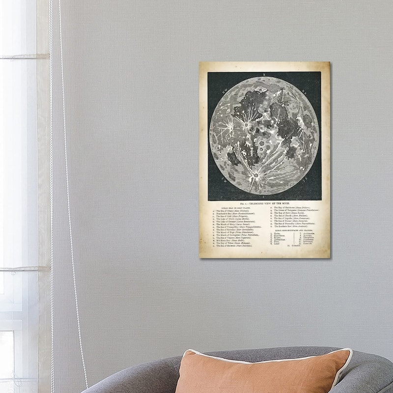 iCanvas "Moon Map" by PatentPrintStore Canvas Print - 26x18x1.5