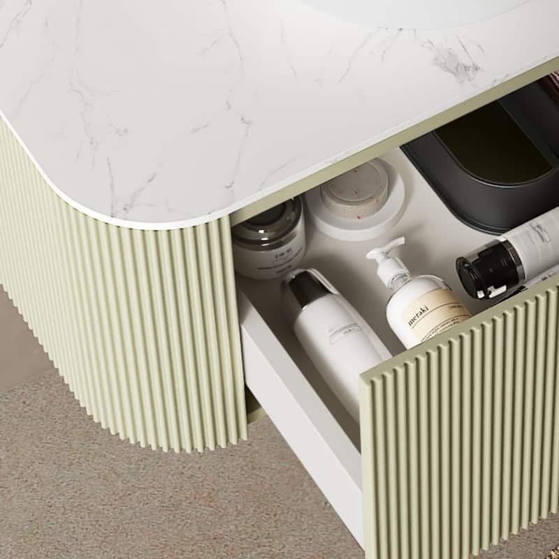 Modland Wall Mounted 24/30/36inch Bathroom Vanity Vessel Sink Combo Cabinet Vanity Set, Floating Vanity ror Bathroom