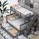 preview thumbnail 11 of 24, Solid Wood Twin over Full Bunk Bed Frame with Twin Trundle Bed, Full Headboard, Stairs Storage Shelves and Full-length Guardrail
