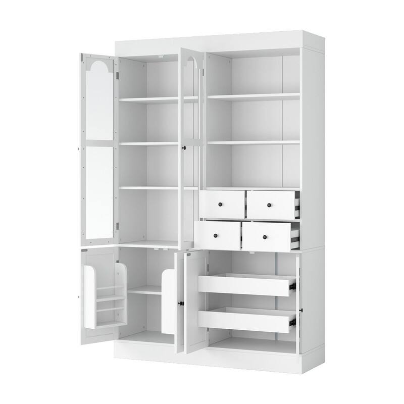 75" Freestanding Buffet with Hutch, Tall Kitchen Pantry Cabinet with Drawers, Shelves and Pull-out Trays for Maximized Storage