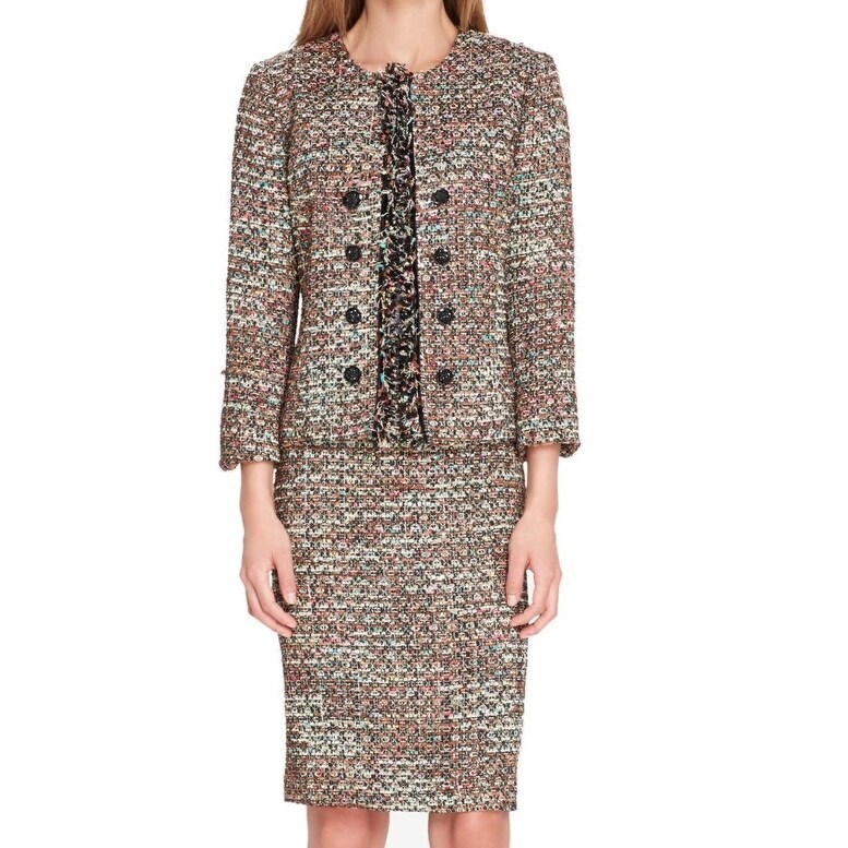Tahari By Asl Brown Women S 16 Boucle Tweed Fringe Skirt Suit Set Overstock 27332320