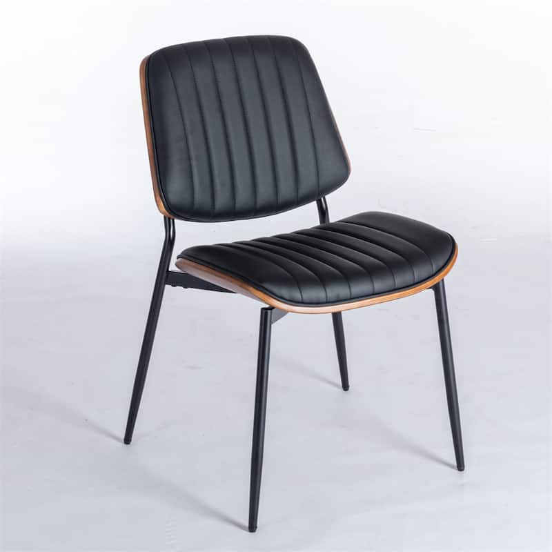Modern Retro Faux Leather Chair with Metal Legs (Set of 2)
