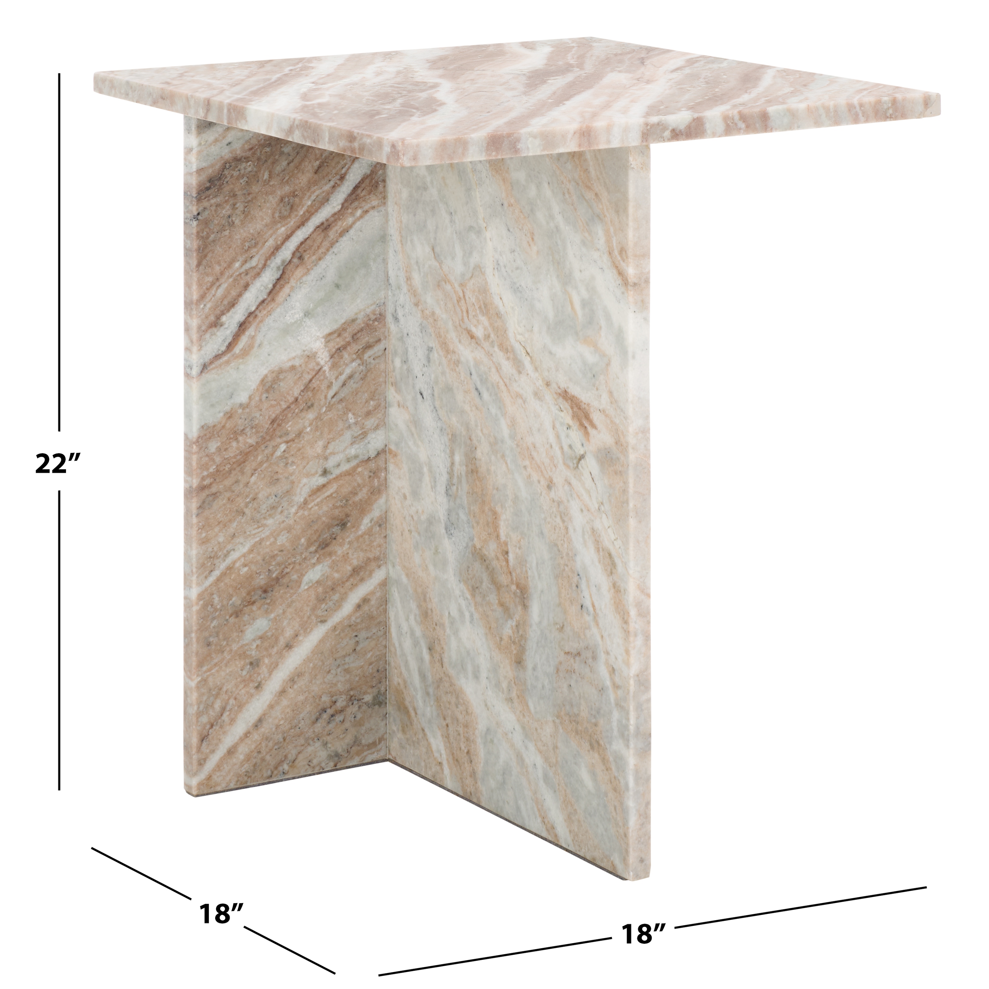 SAFAVIEH Couture Adriano 2 Leg Marble Accent Table - 18"W x 18"D x 22"H
