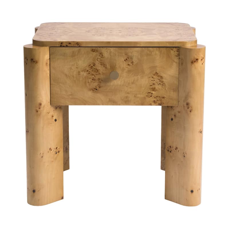 Studio London Nightstand Maple Burl Bedside Table Easy Assembly for Stylish