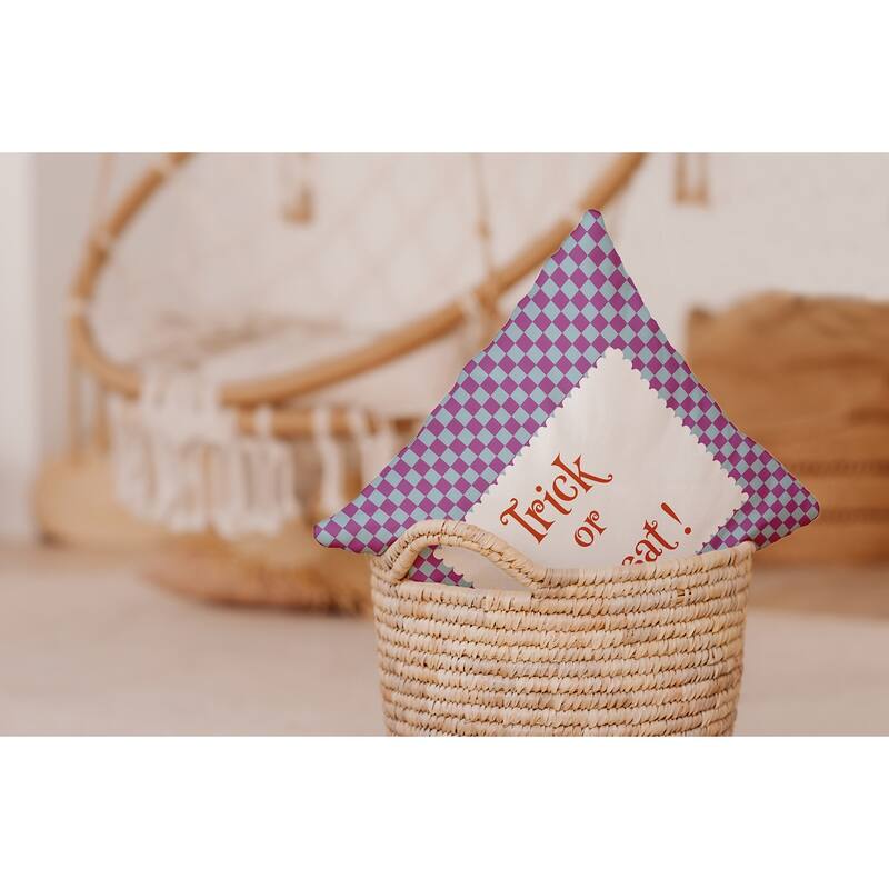 Halloween Trick or Treat Checks Accent Pillow