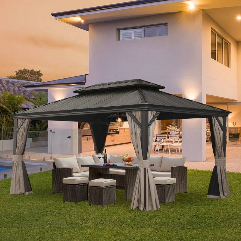 Domi Hardtop Gazebo with Galvanized Steel Double Roof and Aluminum Frame