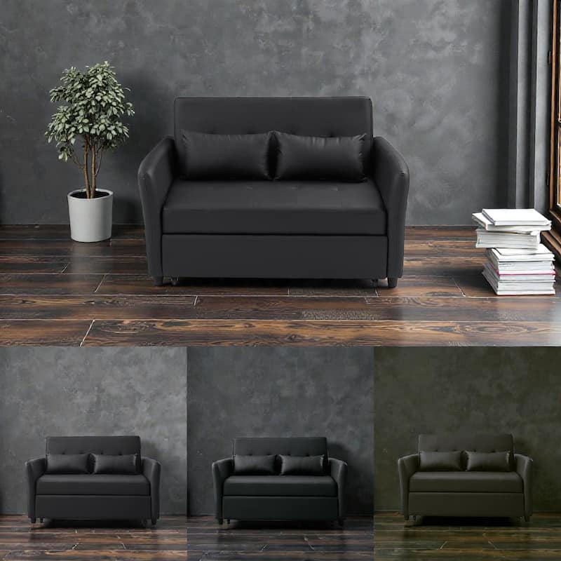 51.57" Convertible Sleeper Bed, Adjustable Oversized Armchair with Pull-Out Design and Three USB Ports for Small Spaces