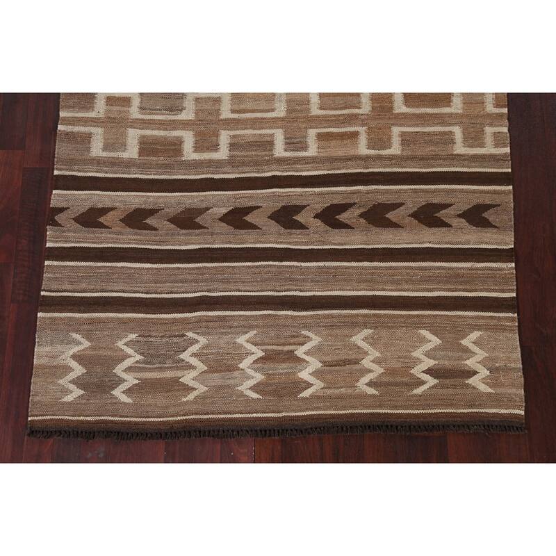Natural Dye Tribal Kilim Area Rug Flat-woven Contemporary Wool Carpet - 5'0" x 6'9"