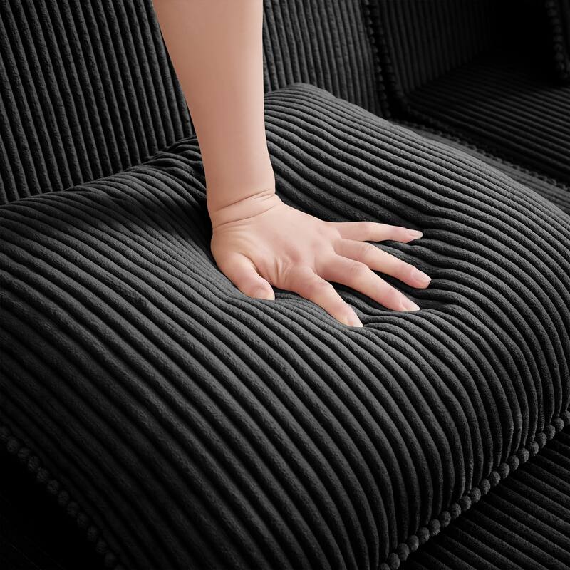 Modular 2-Seat Boneless Sofa, Modern Sectional Couch with Deep Seats, Wide Armrests, Corduroy Loveseat with Throw Pillows
