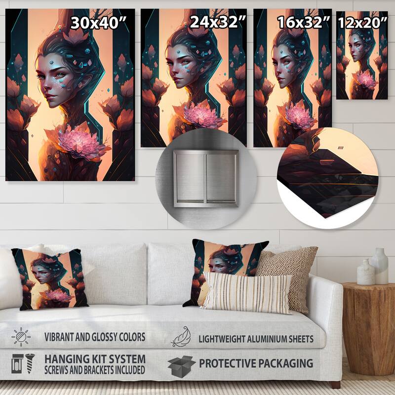 Designart 'Portrait Of Alien V' Woman Sci-Fi Metal Wall Art