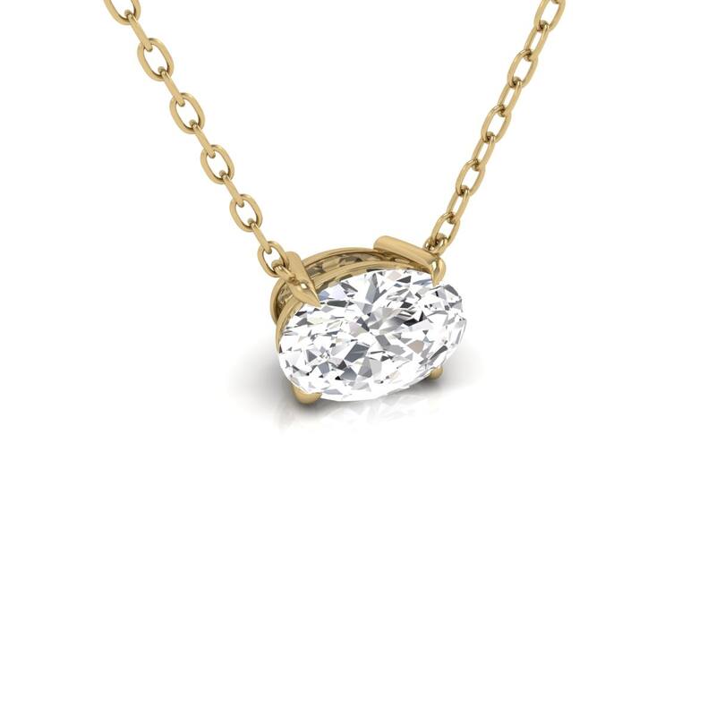Marquee Lab Grown 1/2 Carat Floating Oval Diamond Solitaire Pendant in 14K Yellow Gold