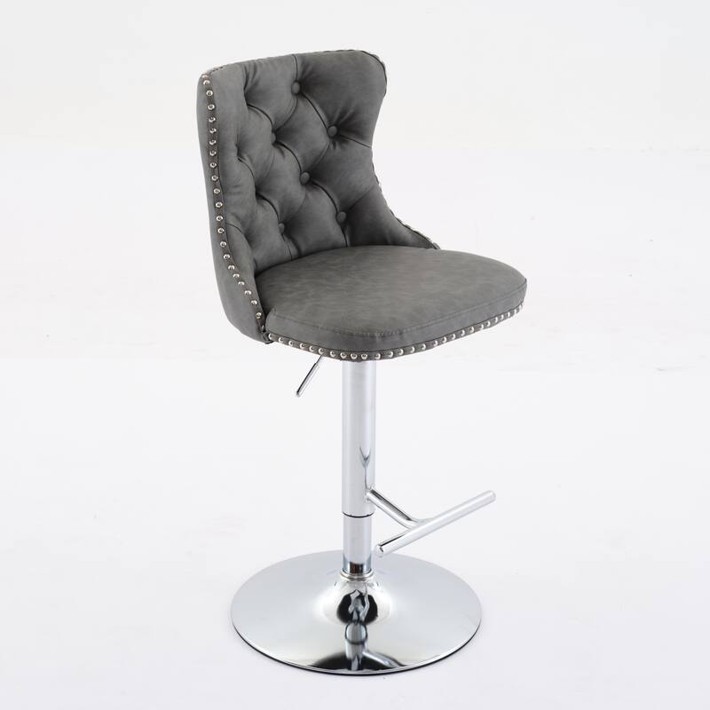 Set of 2 Swivel Velvet Tufted Adjusatble Seat Height Barstools