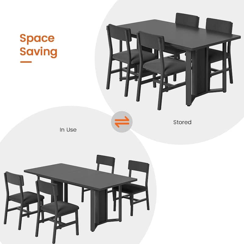 Dining Table Set 6 People Extendable Kitchen Table 4 Chairs