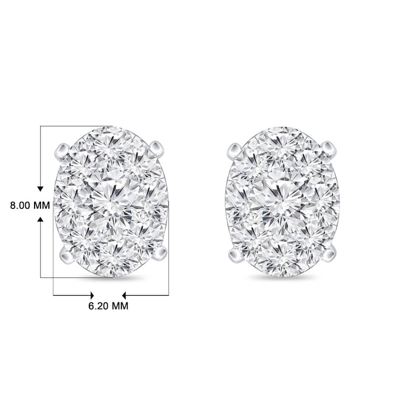 Auriya 14k Gold 5/8ctw Oval Pave Diamond Stud Earrings (H-I, I1-I2)