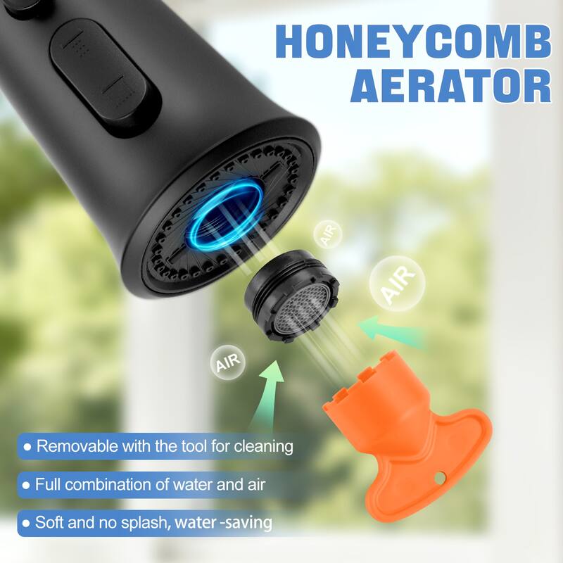 WOWOW Pull Down Kitchen Faucet Spray Head with 9 Adapters Kit