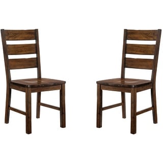 Farmhouse Solid Wood Armless Dining Room Chairs, Set Of 2, Walnut