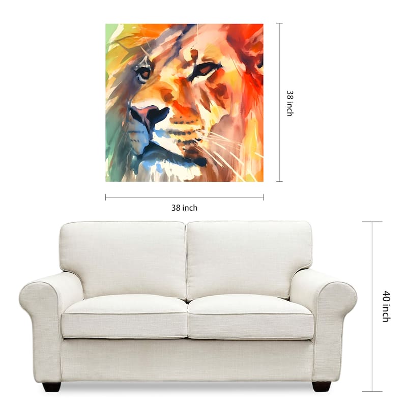 Empire Art Direct Regal Strength I Lion Printed Tempered Glass Wall Art - Multi-Color