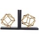 preview thumbnail 6 of 5, Stainless Steel Metal Geometric Overlapping Cube Bookends with Black Bases - Set of 2 Gold - Roche River Decor - 6"W x 8"L x 8"H