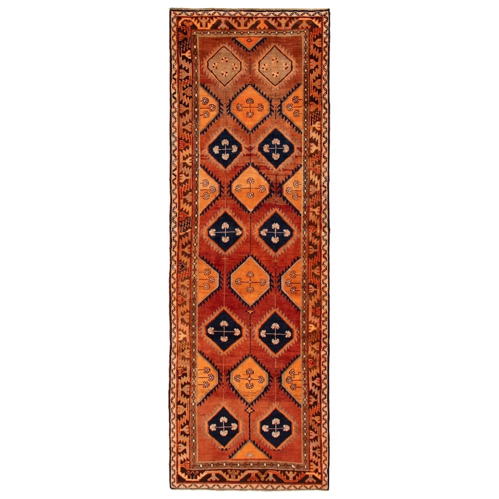 ECARPETGALLERY Hand-knotted Melis Vintage Copper Wool Rug - 3'10 x 11'11