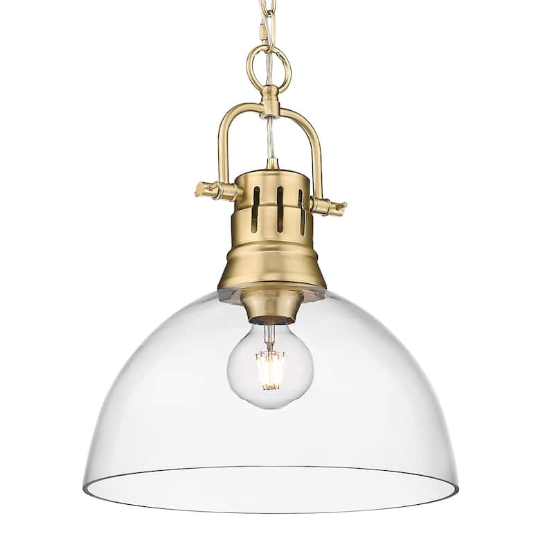 Yep by Golden Lighting Duncan 1-light 14in Chain Hung Pendant in Pewter and Seafoam shade