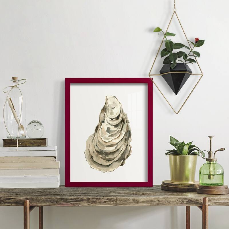 Neutral Oyster Study I -Framed Print w/glass-Cherry Red