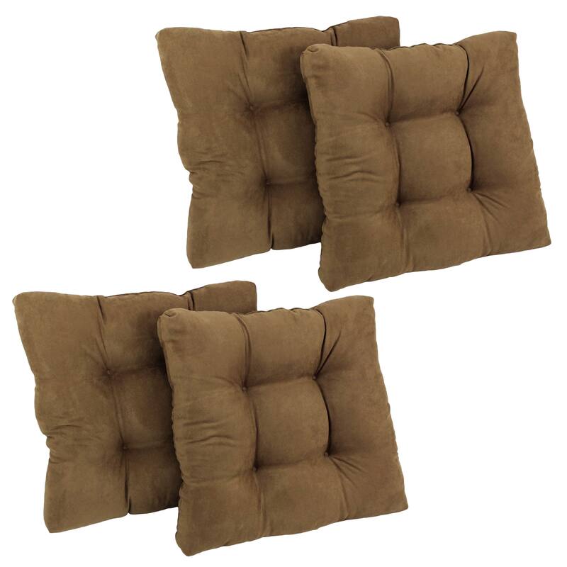 19-inch Square Microsuede Chair Cushion (Set of 1, 2, or 4) - 19 x 19 - Set of 4 - Saddle Brown