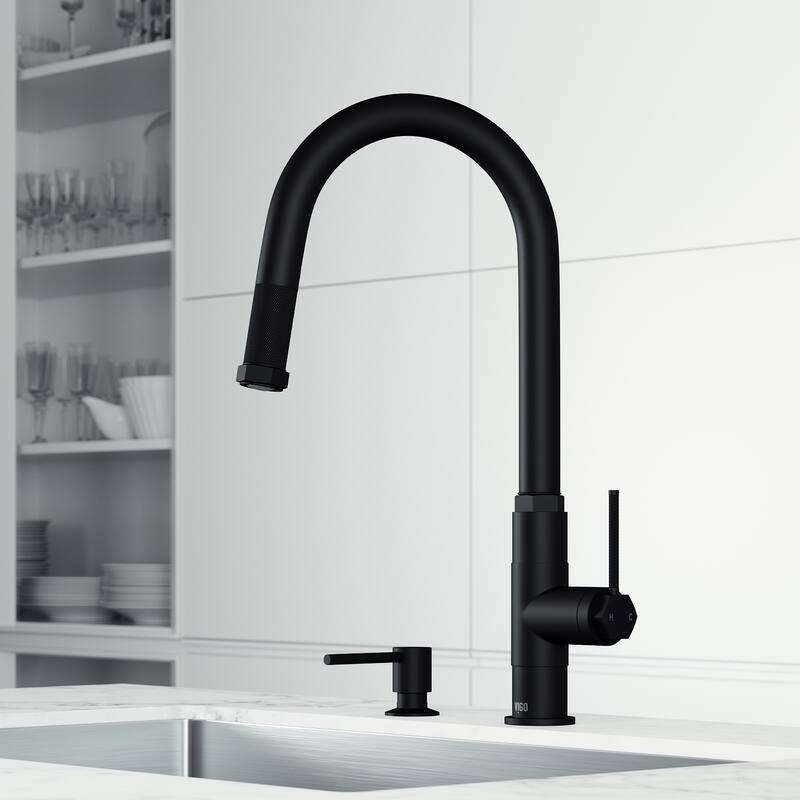 VIGO Hart Arched 18" H Single Handle Pull-Down Kitchen Faucet
